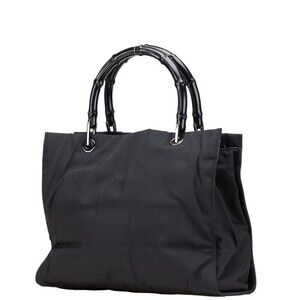 Gucci 2way Black Bamboo Handle Handbag Nylon Top